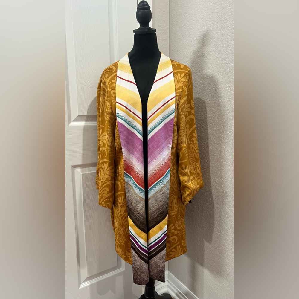 CHICO'S Reversible Kimono Hoho Shadows 3/4 Sleeves Geometric Jacket